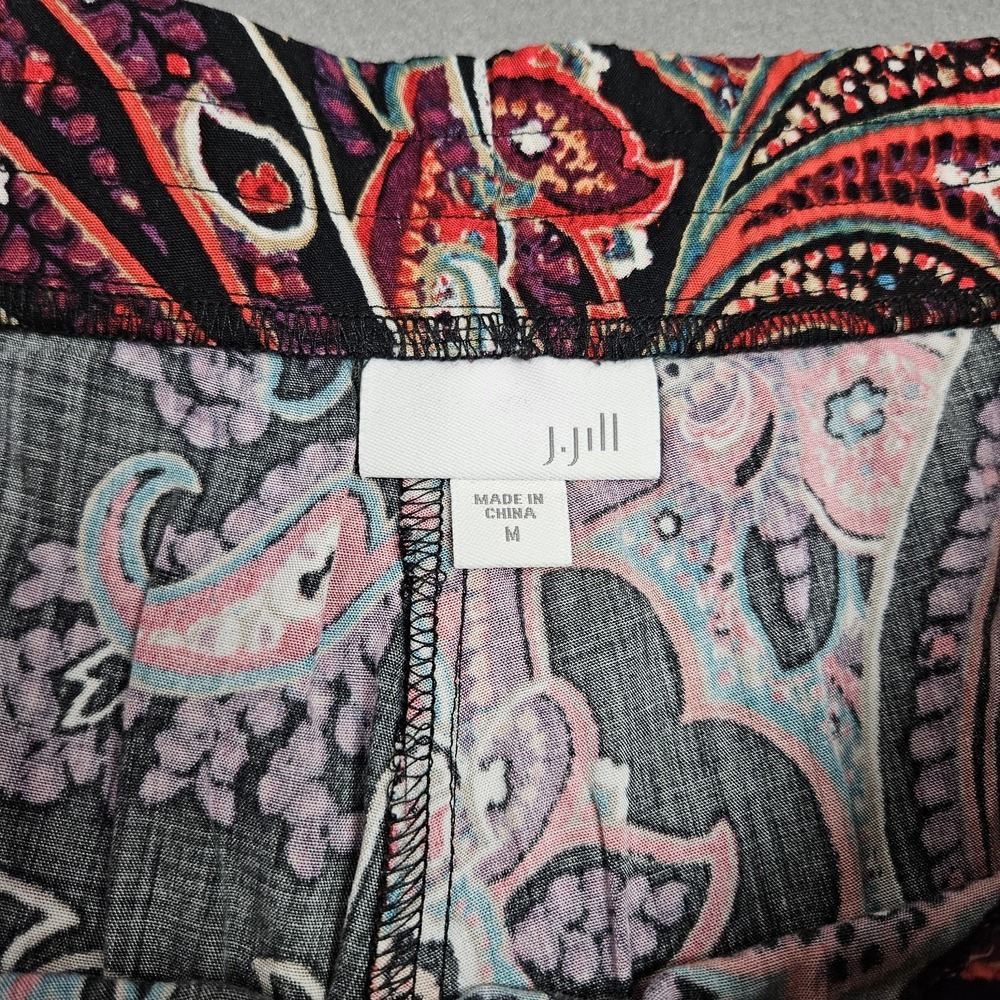 J. Jill Pants Size M‎ Paisley Capris Crop Wide Leg Boho Pull on Rayon Flowy - Picture 6 of 9
